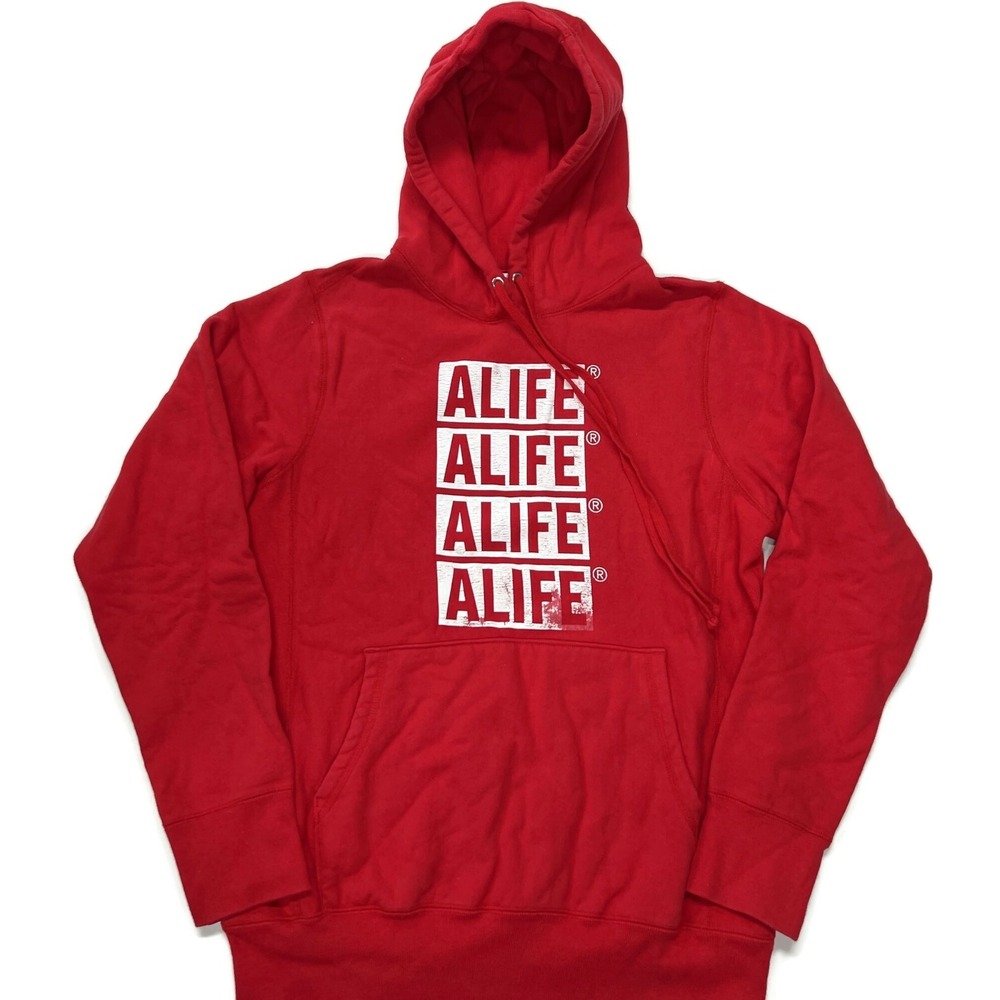 Alife Hoodie Mens Small Red Pullover Cotton Canada Graphic Sweatshirt A Life